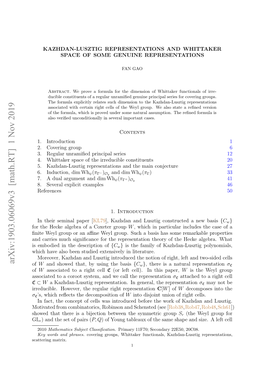 Kazhdan-Lusztig Representations and Whittaker Space of Some Genuine