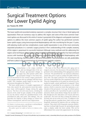 Surgical Treatment Options for Lower Eyelid Aging Joe Niamtu III, DMD