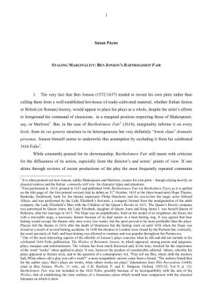 Representation and Robbery in Ben Jonson's Bartholomew Fair