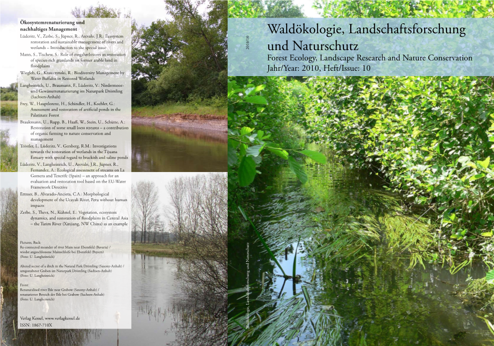 Waldökologie, Landschaftsforschung Und Naturschutz Waldökologie, Impressum AFSV