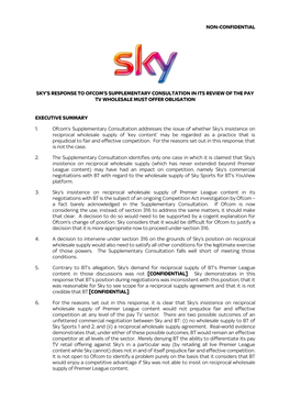 Non-Confidential Sky's Response to Ofcom's