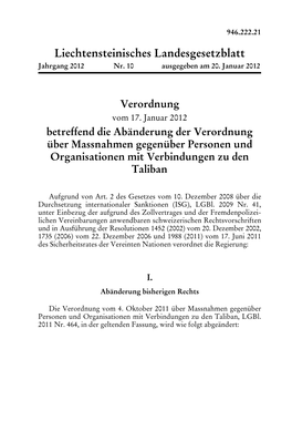 Liechtensteinisches Landesgesetzblatt Jahrgang 2012 Nr