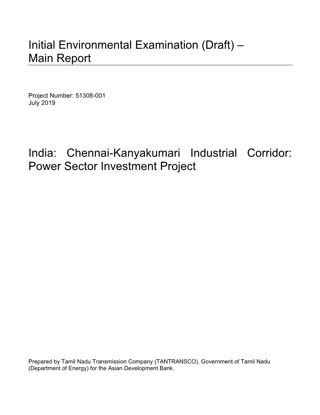 Power Sector Investment Project: Draft Initial Environmental Examination