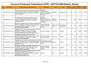 Coconut Producers Federations (CPF) - KOTTAYAM District, Kerala