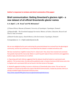 A New Dataset of All Official Greenlandic Glacier Names
