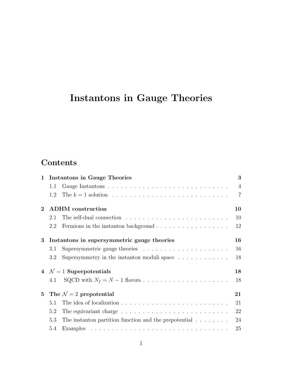 Instantons in Gauge Theories