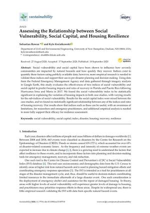 Assessing the Relationship Between Social Vulnerability, Social Capital, and Housing Resilience