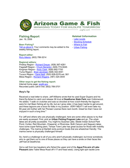 Fishing Report Related Information Jan
