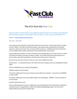 The 411 from the Fast Club