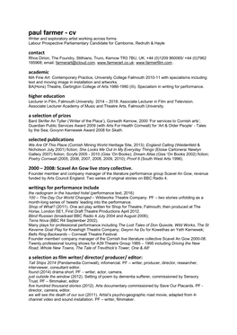 Paul Farmer CV January 2019 | 2