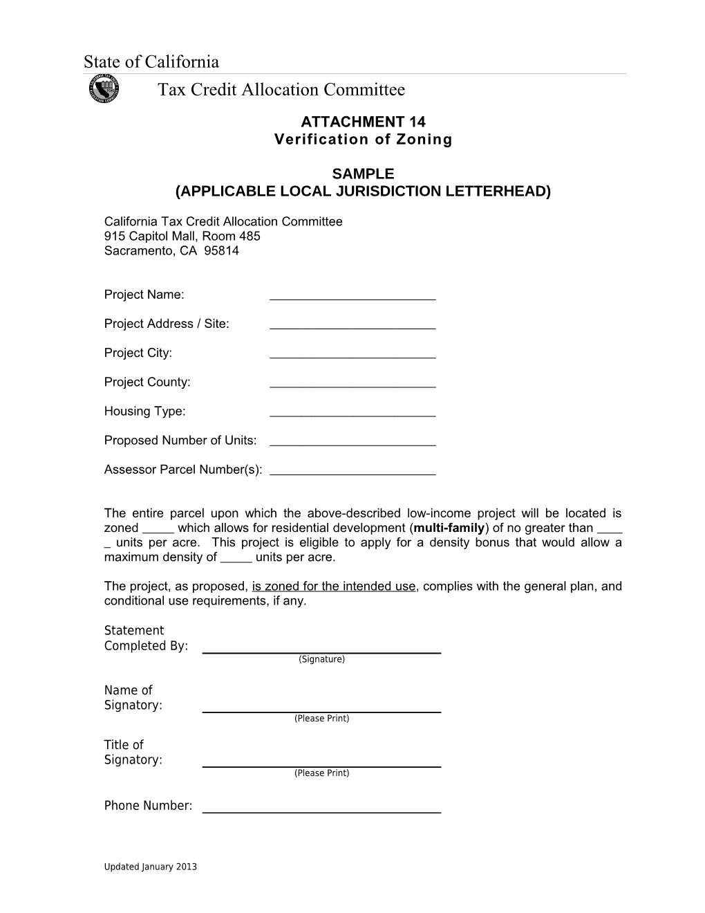 Applicable Local Jurisdiction Letterhead