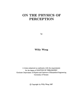 On the Physics of Perception