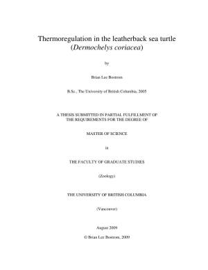 Thermoregulation in the Leatherback Sea Turtle (Dermochelys Coriacea )
