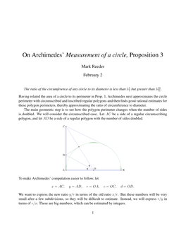On Archimedes' Measurement of a Circle, Proposition 3