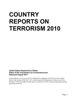 Country Reports on Terrorism 2010