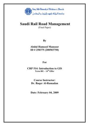 Saudi Rail Road Management (Final Paper)