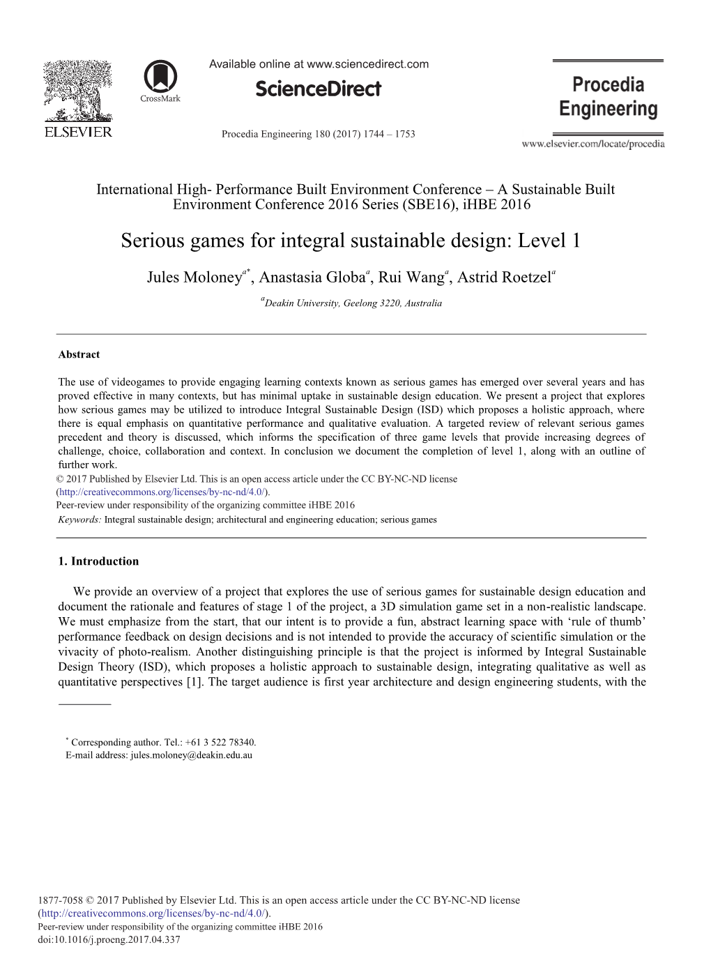 Serious Games for Integral Sustainable Design: Level 1