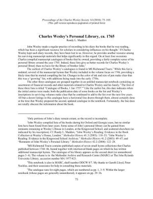 Pdf\Preparatory\Charles Wesley Book Catalogue Pub.Wpd