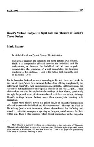 Genet's Violent, Subjective Split Into the Theatre of Lacan's Three Orders