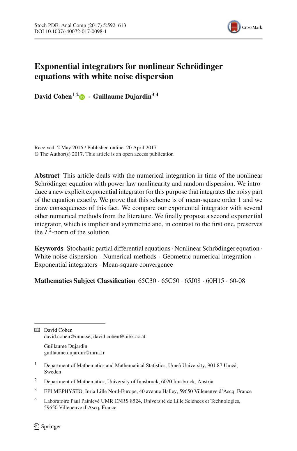 Exponential Integrators for Nonlinear Schrödinger Equations with White Noise Dispersion