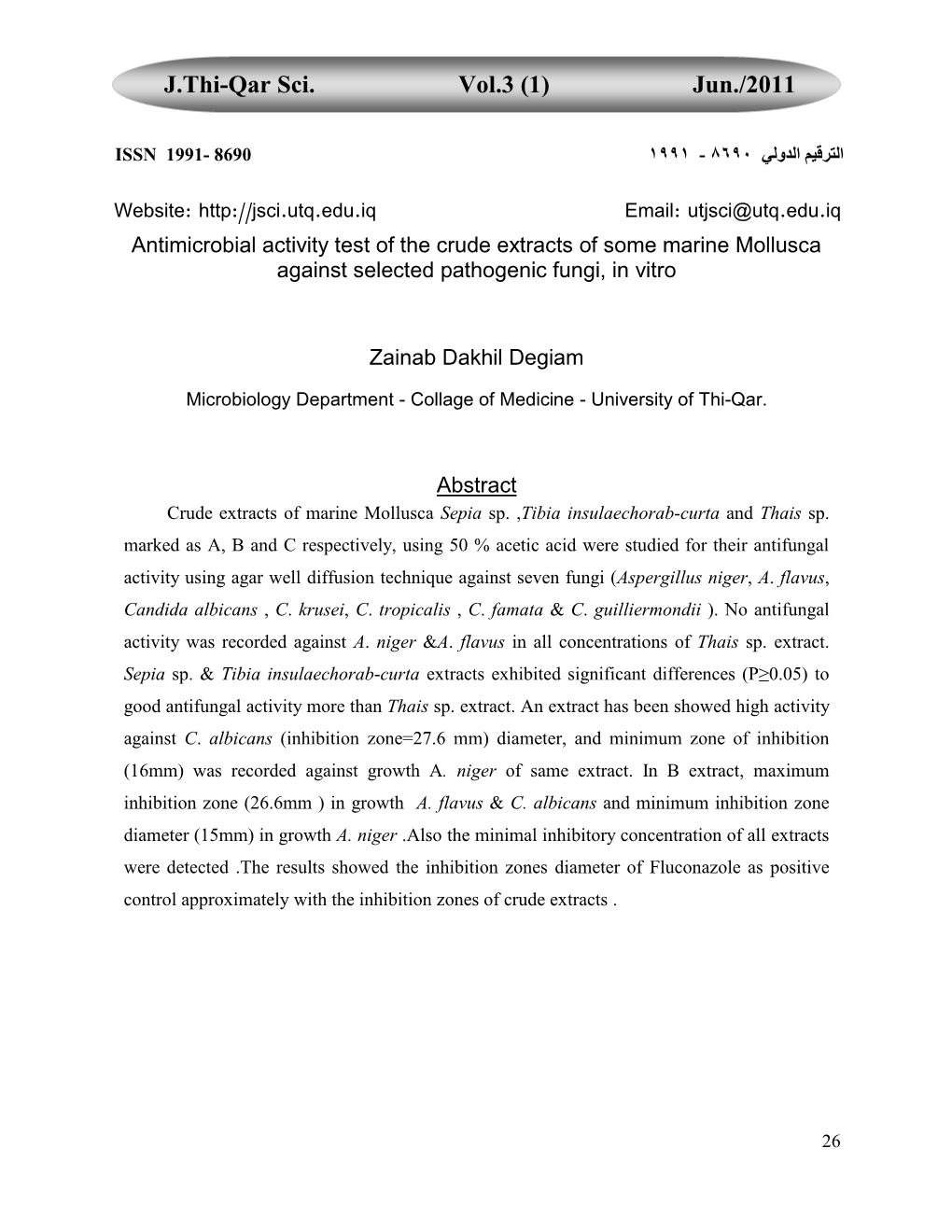 J.Thi-Qar Sci. Vol.3 (1) Jun./2011