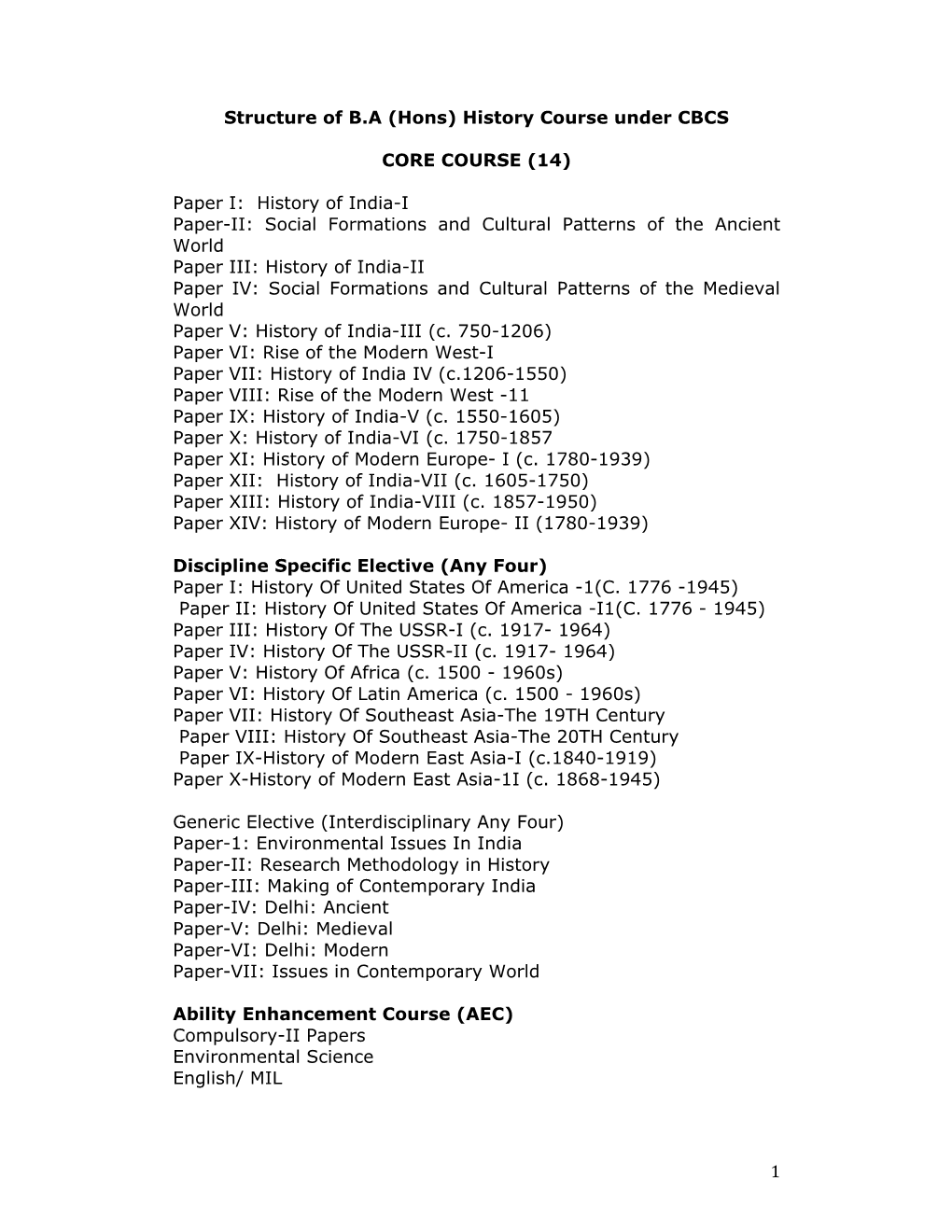 History of India-I Paper-II: Social Formations A