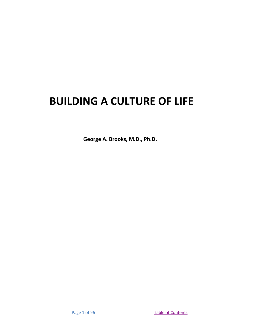 Building a Culture of Life