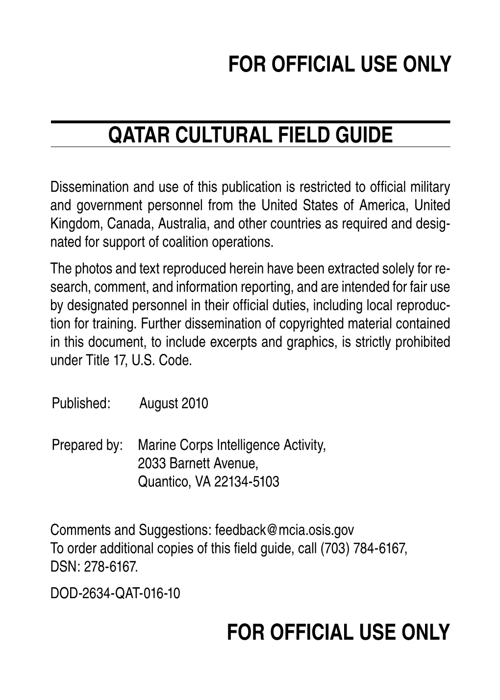 Qatar Cultural Field Guide