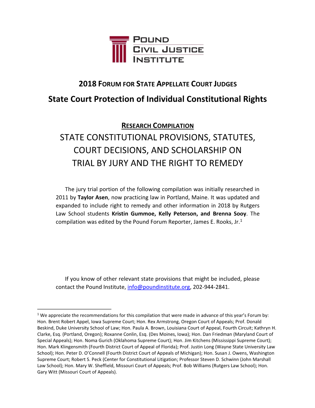 State Constitutional Provisions, Statutes, Court Decisions, and Scholarship on Trial by Jury and the Right to Remedy