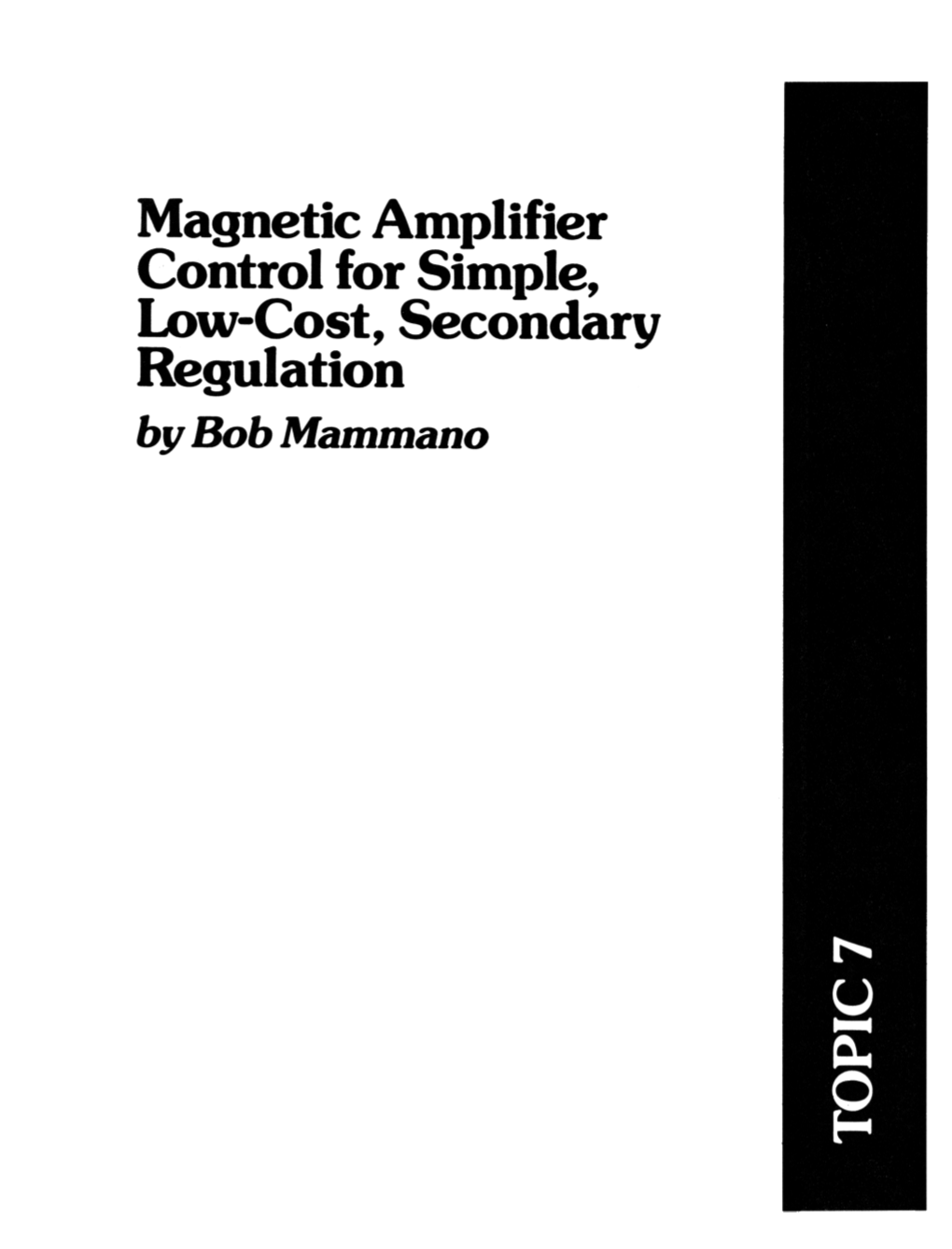 Magnetic Amplifier Control