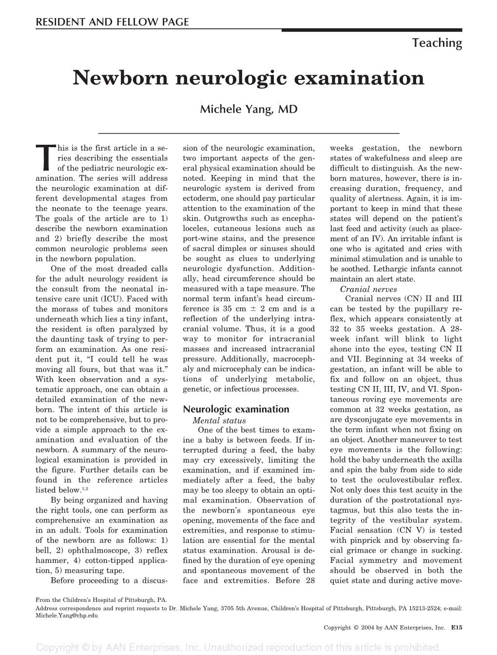 Newborn Neurologic Examination