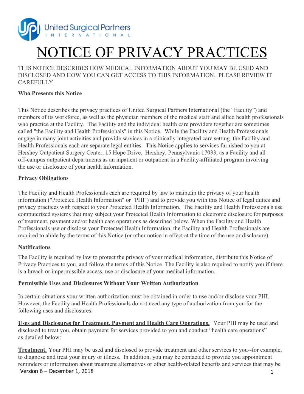 Notice of Privacy Practices This Notice Describes How Medical Information About You May Be Used and Disclosed and How You Can Get Access to This Information