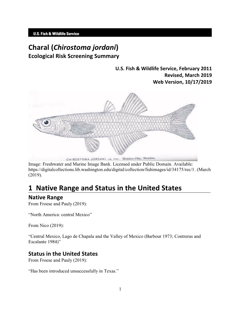 Chirostoma Jordani) Ecological Risk Screening Summary