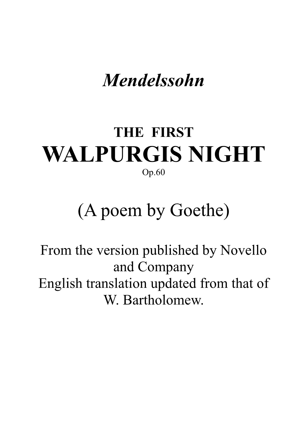 WALPURGIS NIGHT Op.60