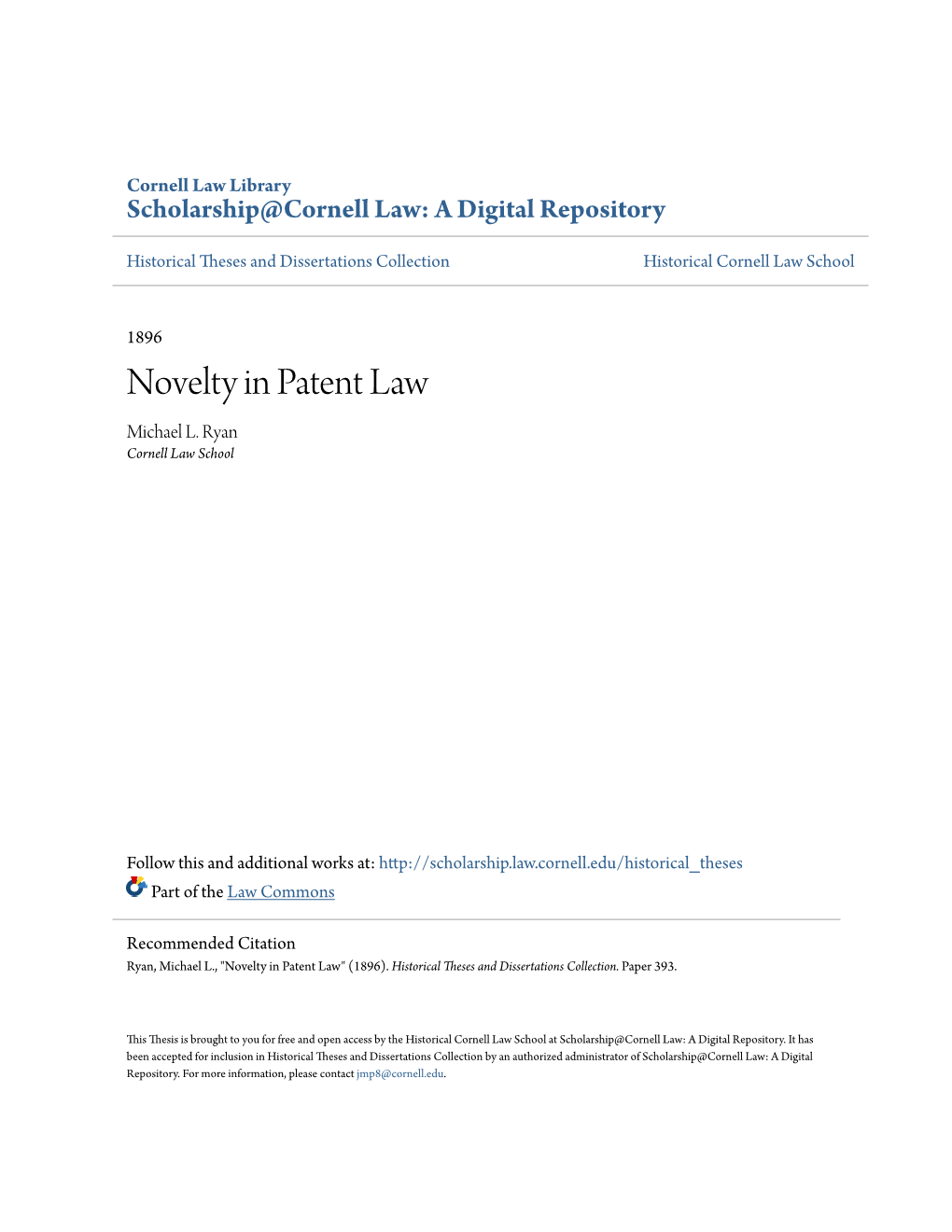 Novelty in Patent Law Michael L