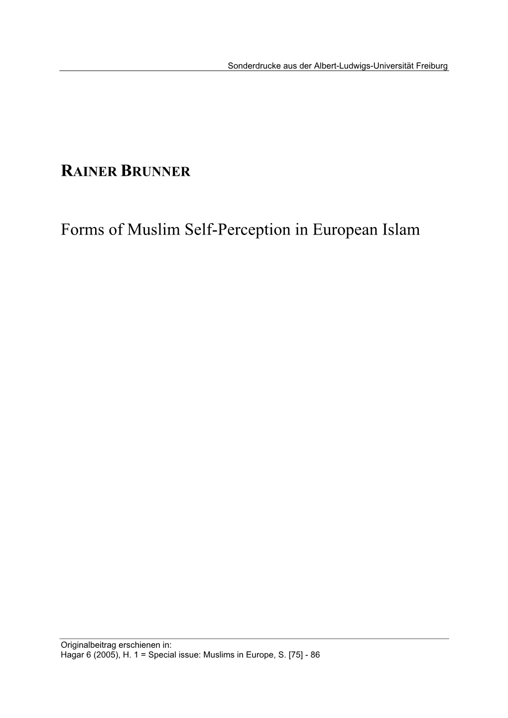 Forms of Muslim Self-Perception in European Islam