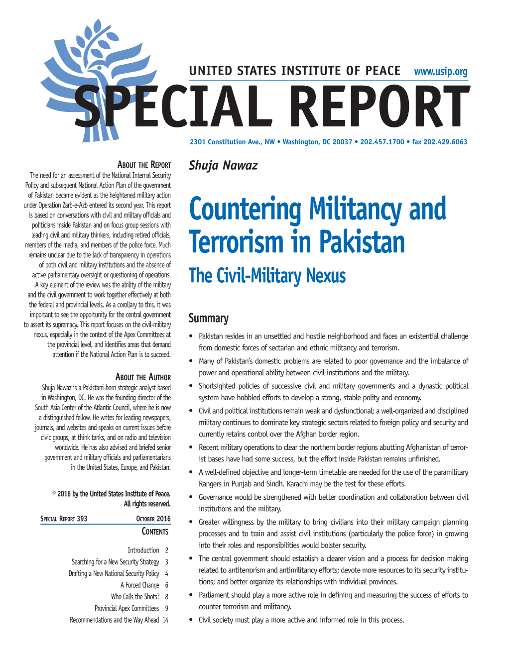 Countering Militancy and Terrorism in Pakistan