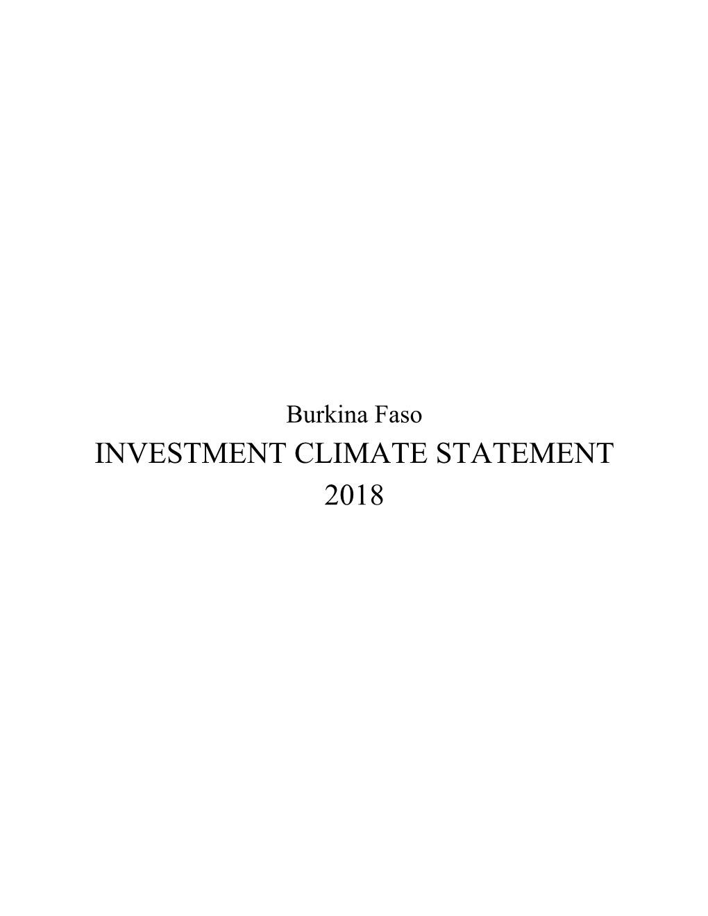 Burkina Faso 2018 Investment Climate Statement