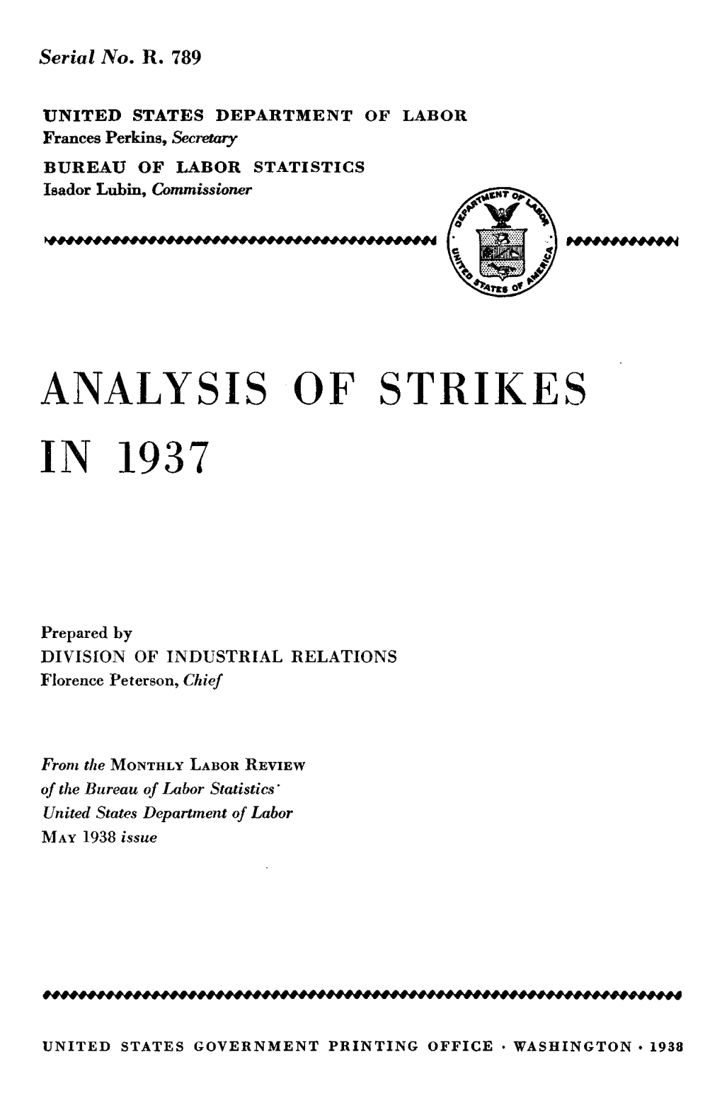 Analysis of Strikes in 1937