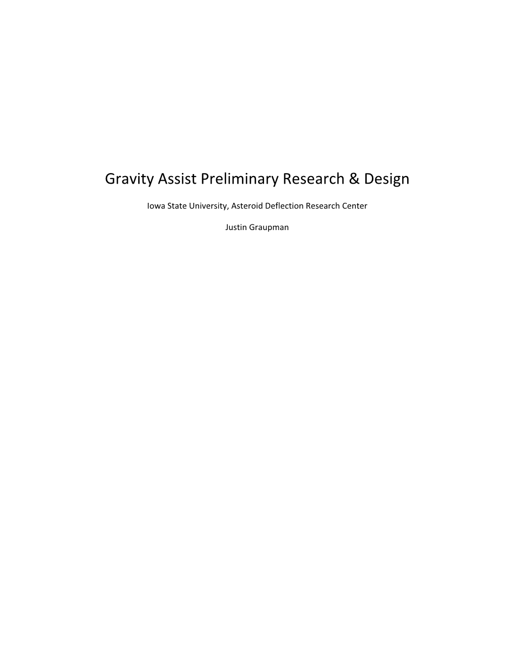 Gravity Assist Preliminary Research & Design