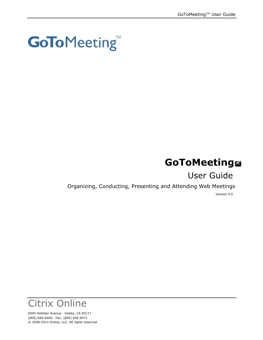 Gotomeeting User Guide