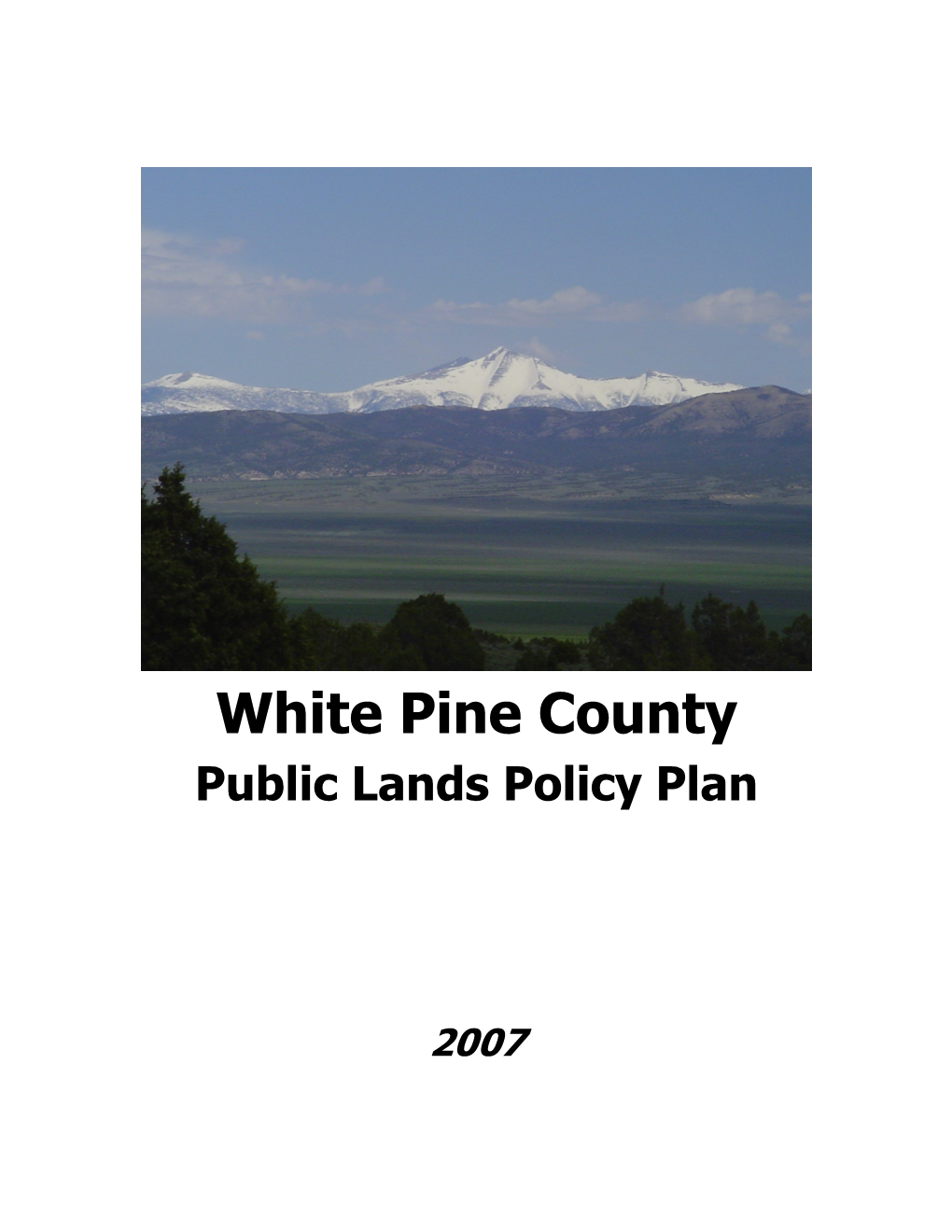 White Pine County Public Lands Policy Plan