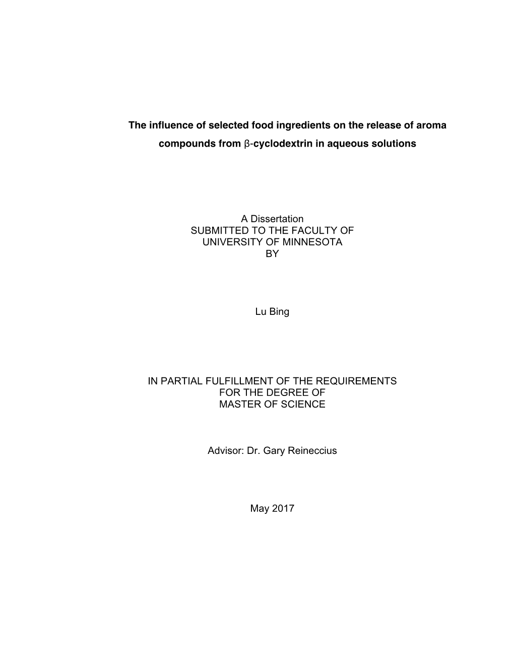 The Influence of Selected Food Ingredients on the Release of Aroma Compounds from Β-Cyclodextrin in Aqueous Solutions