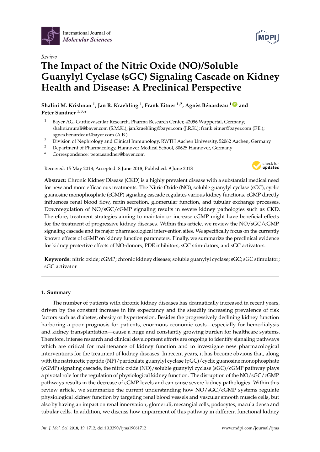 The Impact of the Nitric Oxide (NO)/Soluble Guanylyl Cyclase (Sgc) Signaling Cascade on Kidney Health and Disease: a Preclinical Perspective