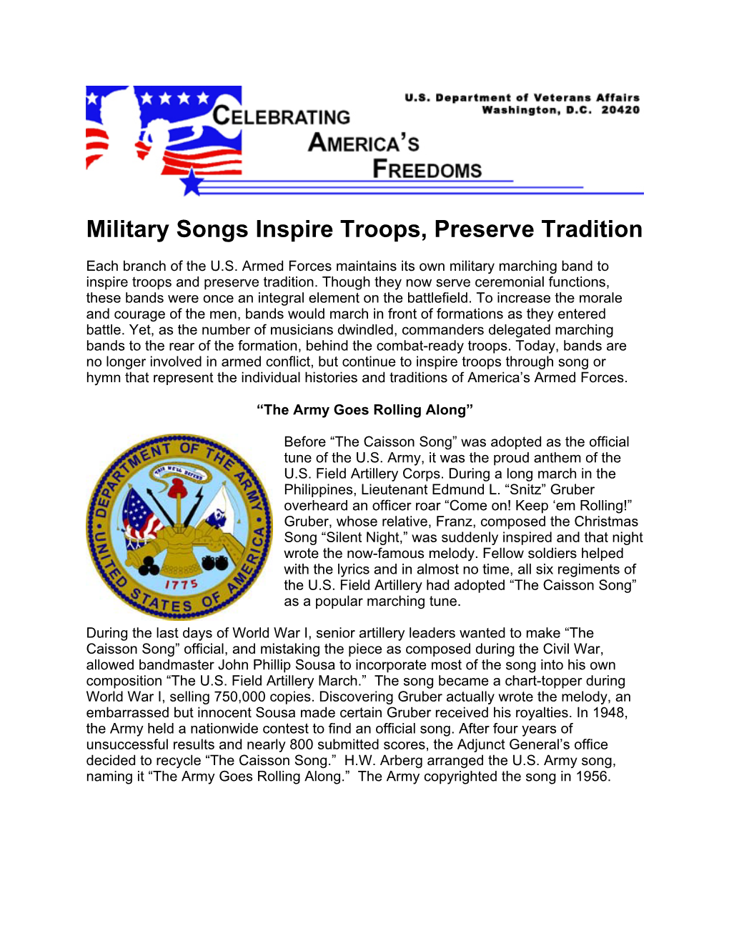 Military Songs Inspire Troops, Preserve Tradition
