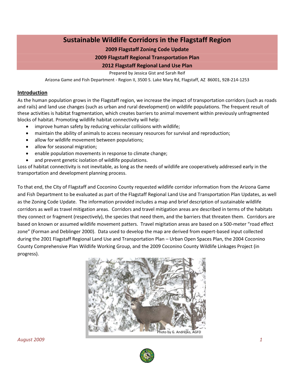 Sustainable Wildlife Corridors in the Flagstaff Region