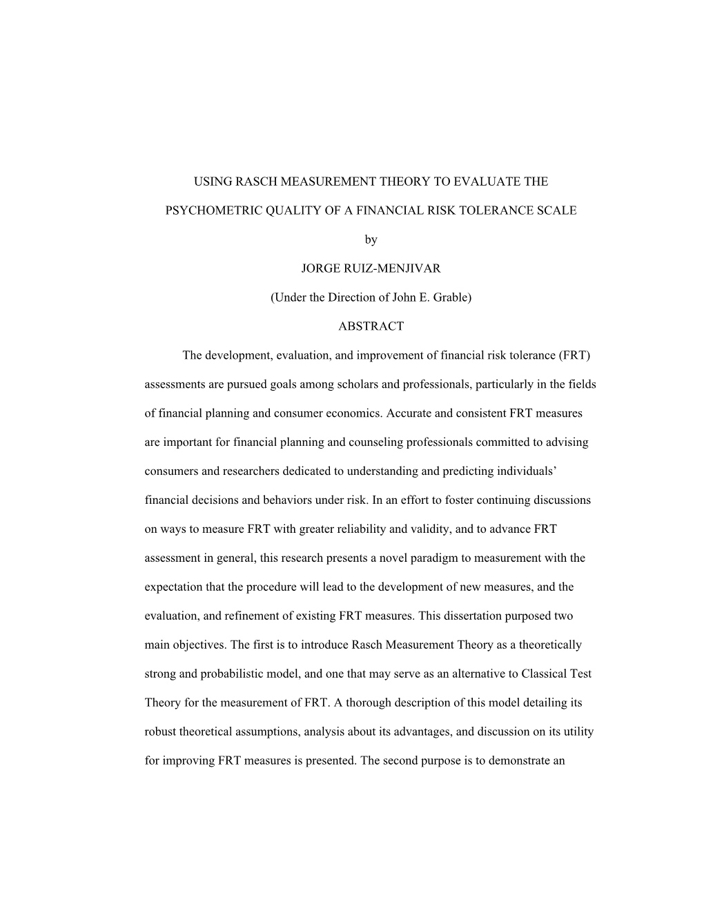 Using Rasch Measurement Theory to Evaluate The