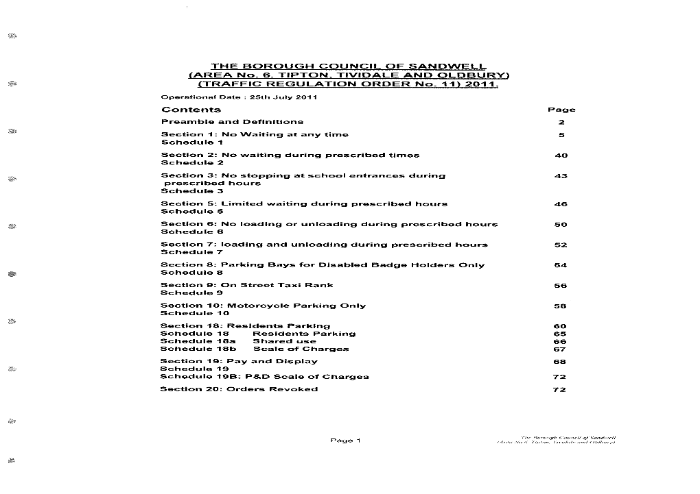 THE BOROUGH COUNCIL of SANDWELL (AREA No. 6. TIPTON, TIVIDALE and OLDBURY) (TRAFFIC REGULATION ORDER No