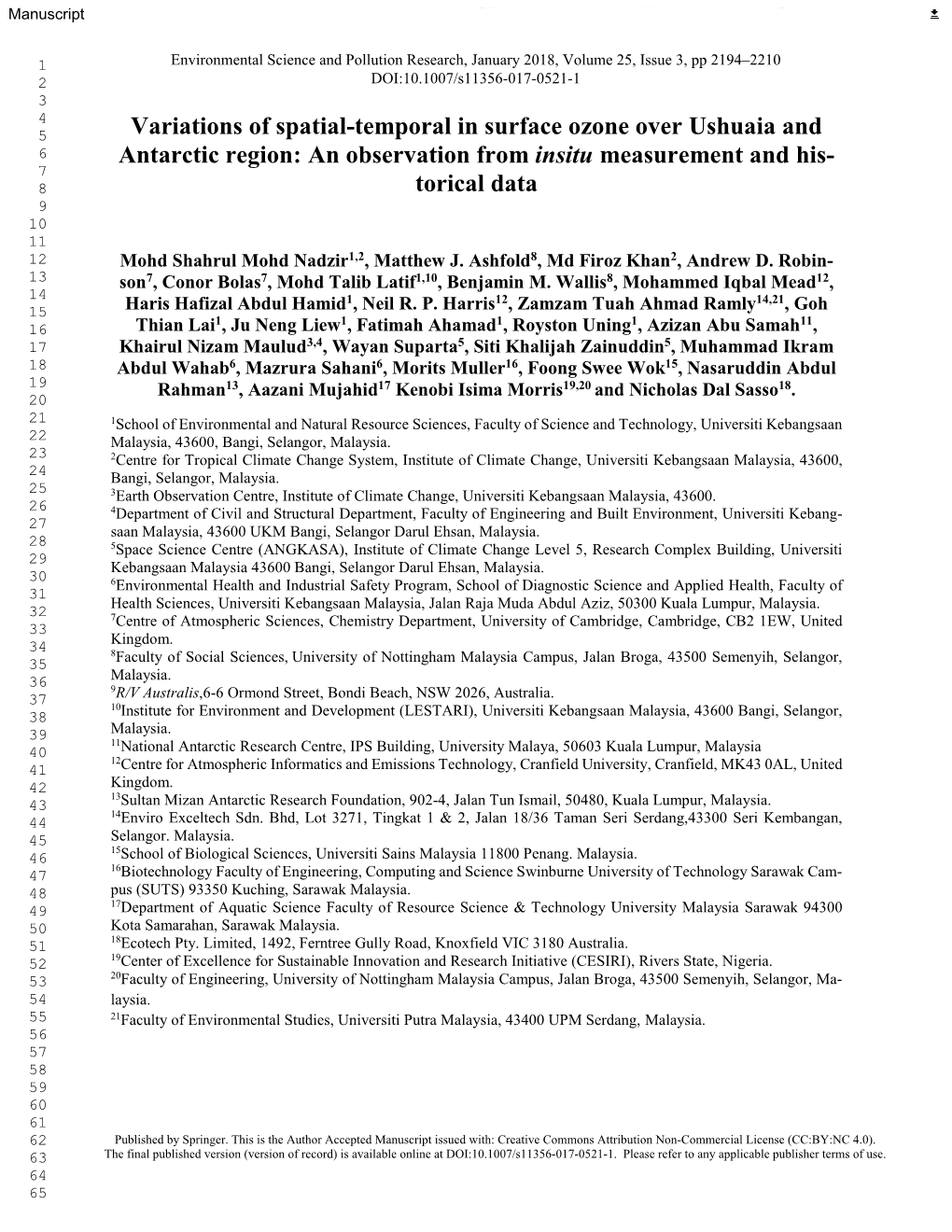 Variations of Spatial-Temporal in Surface Ozone