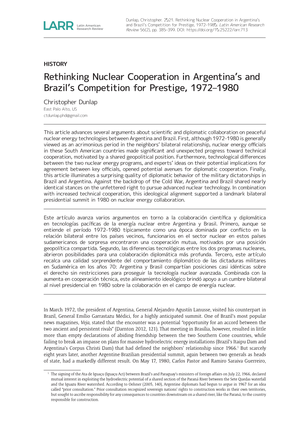 Rethinking Nuclear Cooperation in Argentina's and Brazil's